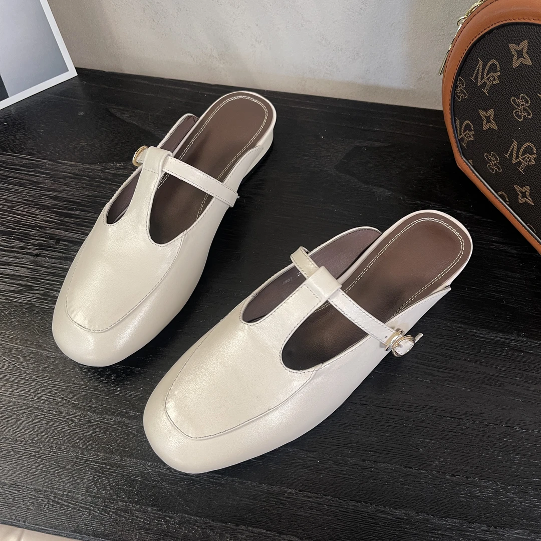 李大龙~牛皮内增高3cm/时尚镂空编织夏季透气包头拖鞋女外穿舒适