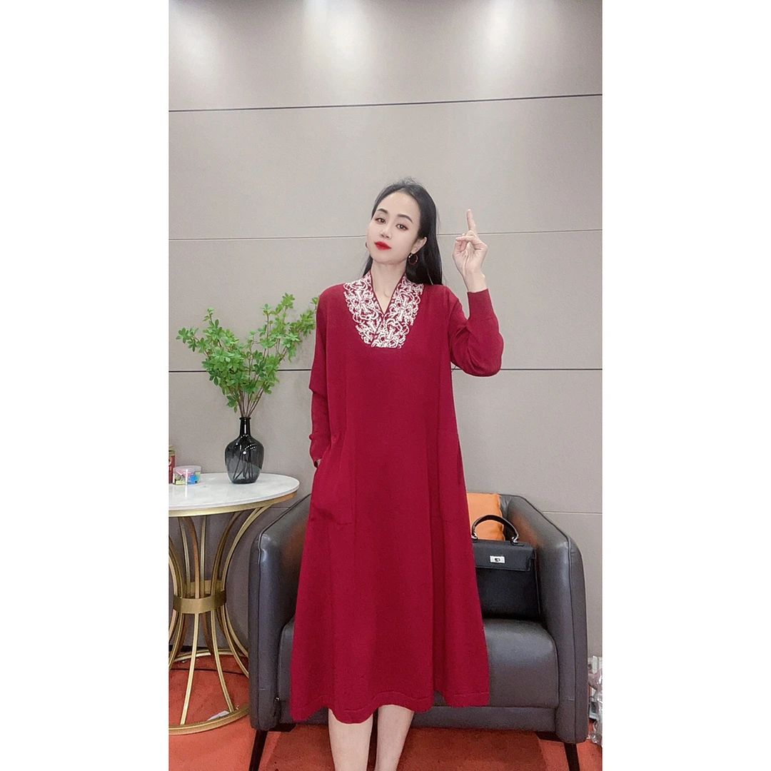 3726 新款高端洋气显瘦针织大码连衣裙