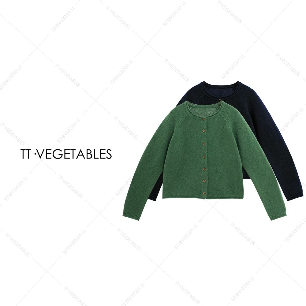 噢芬/小个子【竹书】羊绒针织衫慵懒复古圆领开衫毛衣522200