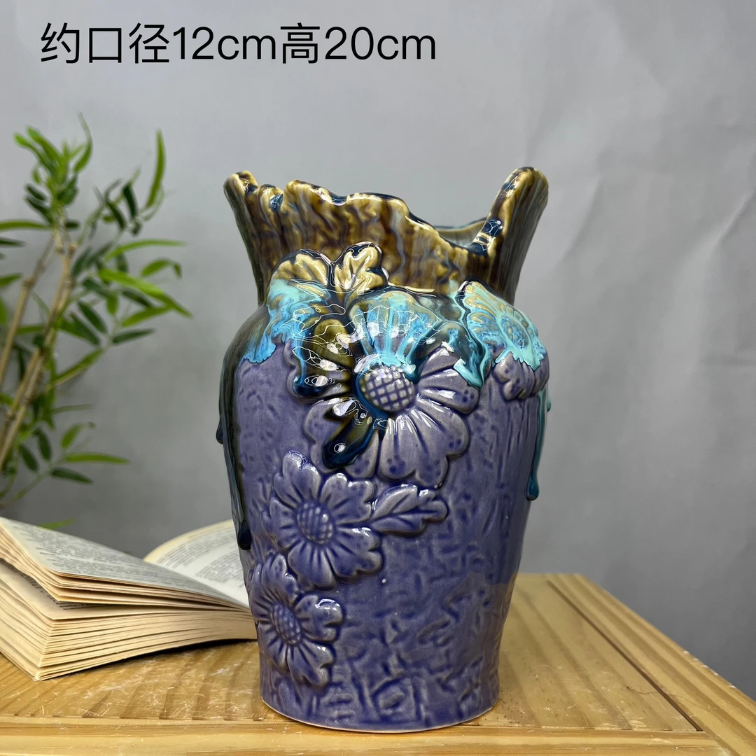 欧式轻奢透气兰花绿植盆大口径流釉多肉花盆客厅阳台家居装饰盆景
