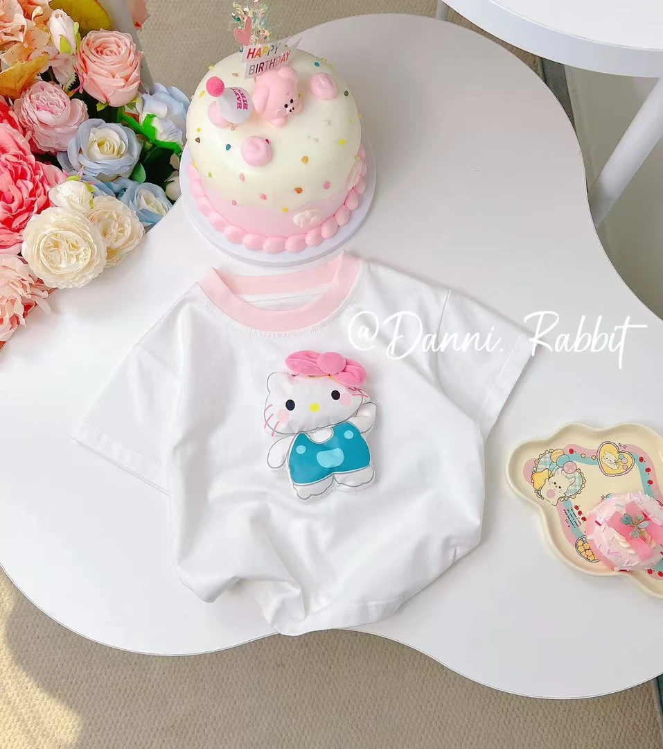 【Dannirabbit】*立体KT猫+卡通百搭*女童T恤X-7899