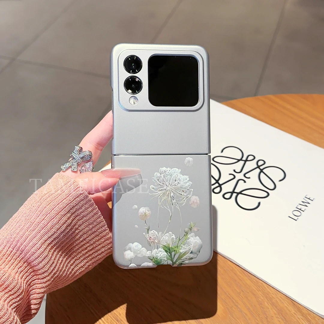 适用【华为NOVAFLIP】昙花富贵金属漆折叠防摔高质感手机壳女款