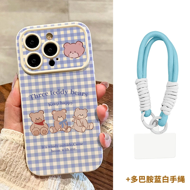 【苹果/华为/荣耀/OPPO/vivo/小米】蓝格小熊磨砂大视窗防摔手机壳