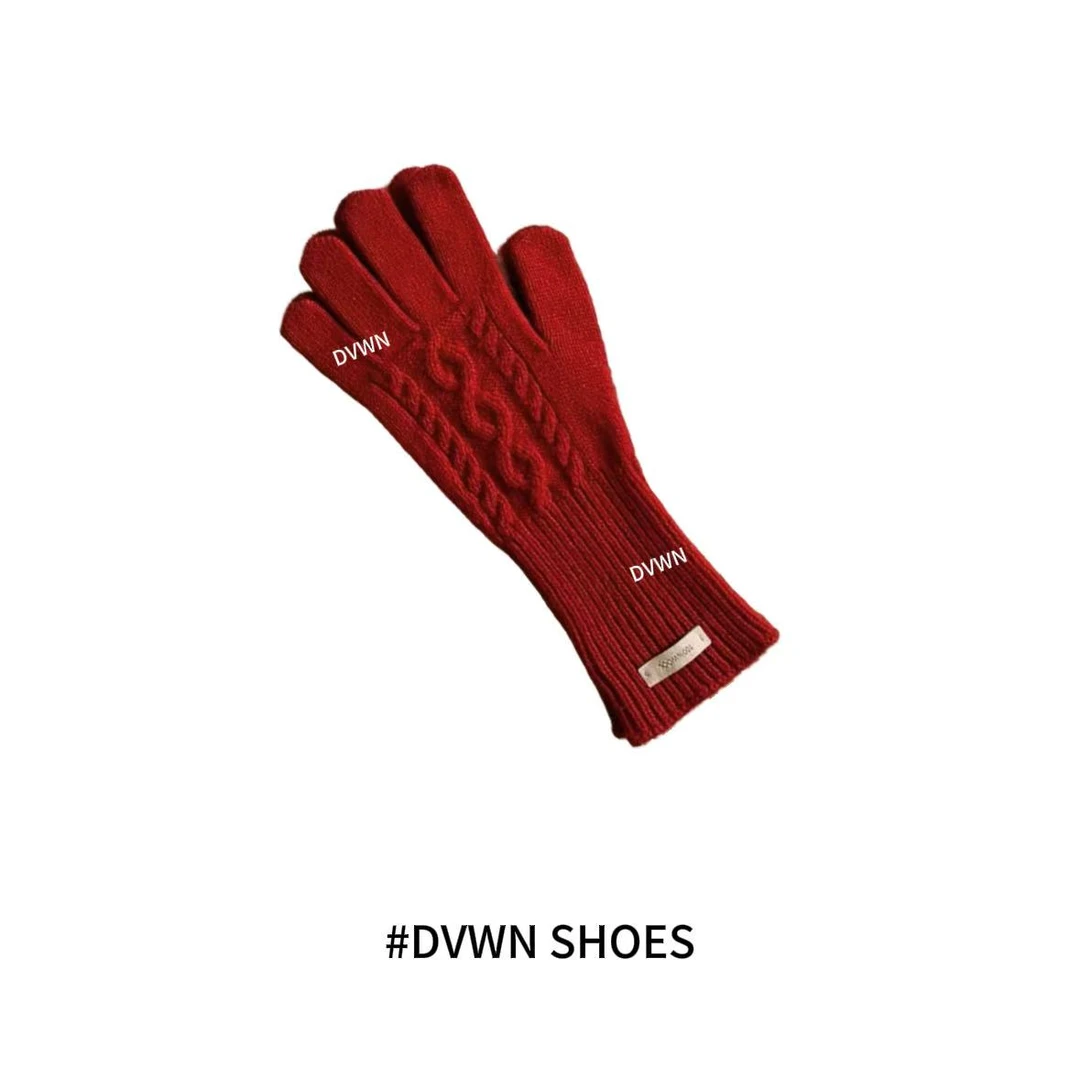 【圣诞系列】澳洲羊毛波尔多红冬季保暖手套