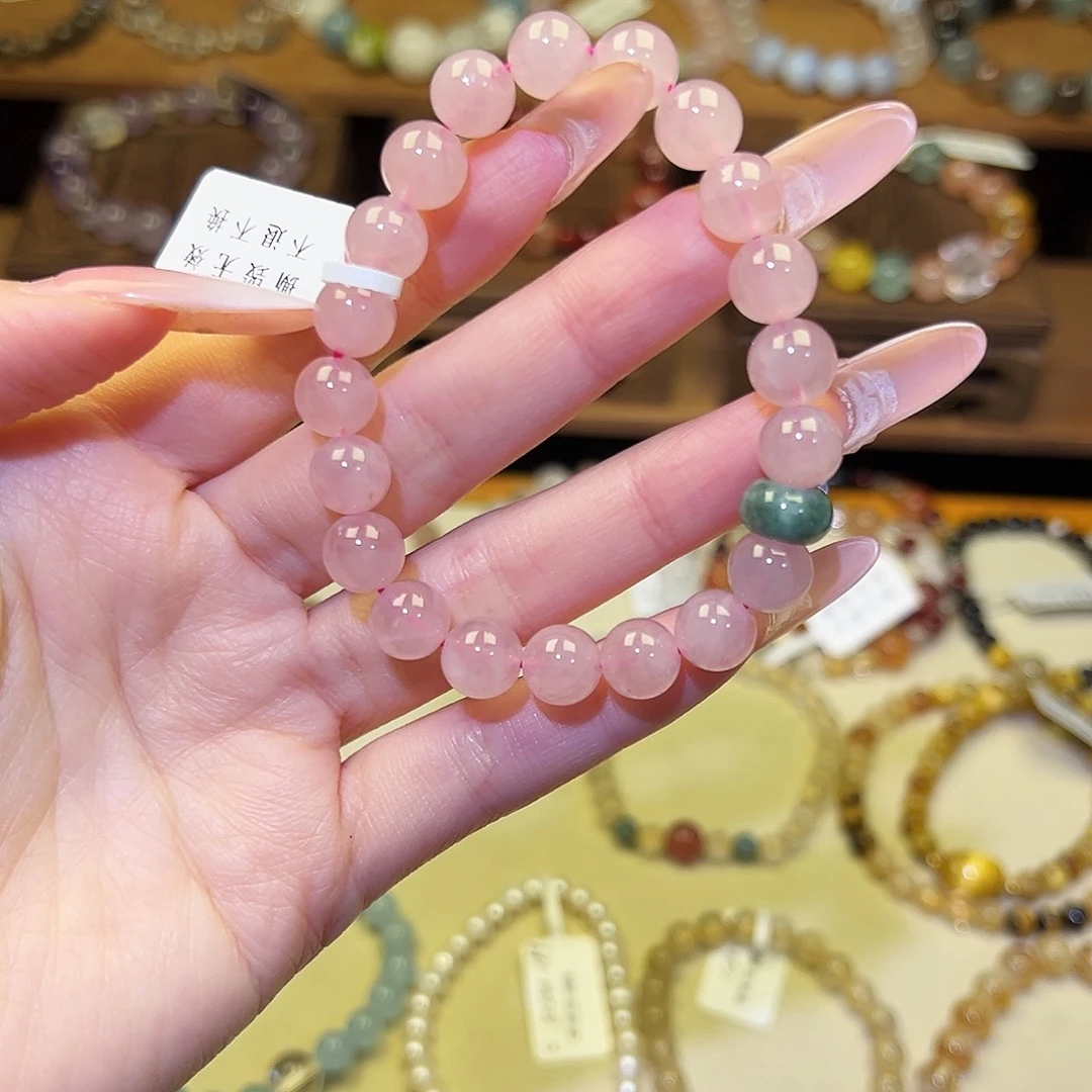 水晶手串银S925镀金镶嵌粉111