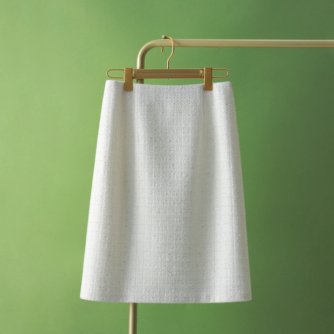 白色小香风半身裙2025秋冬款高腰a字裙粗花呢亮片小个子裙子中裙
