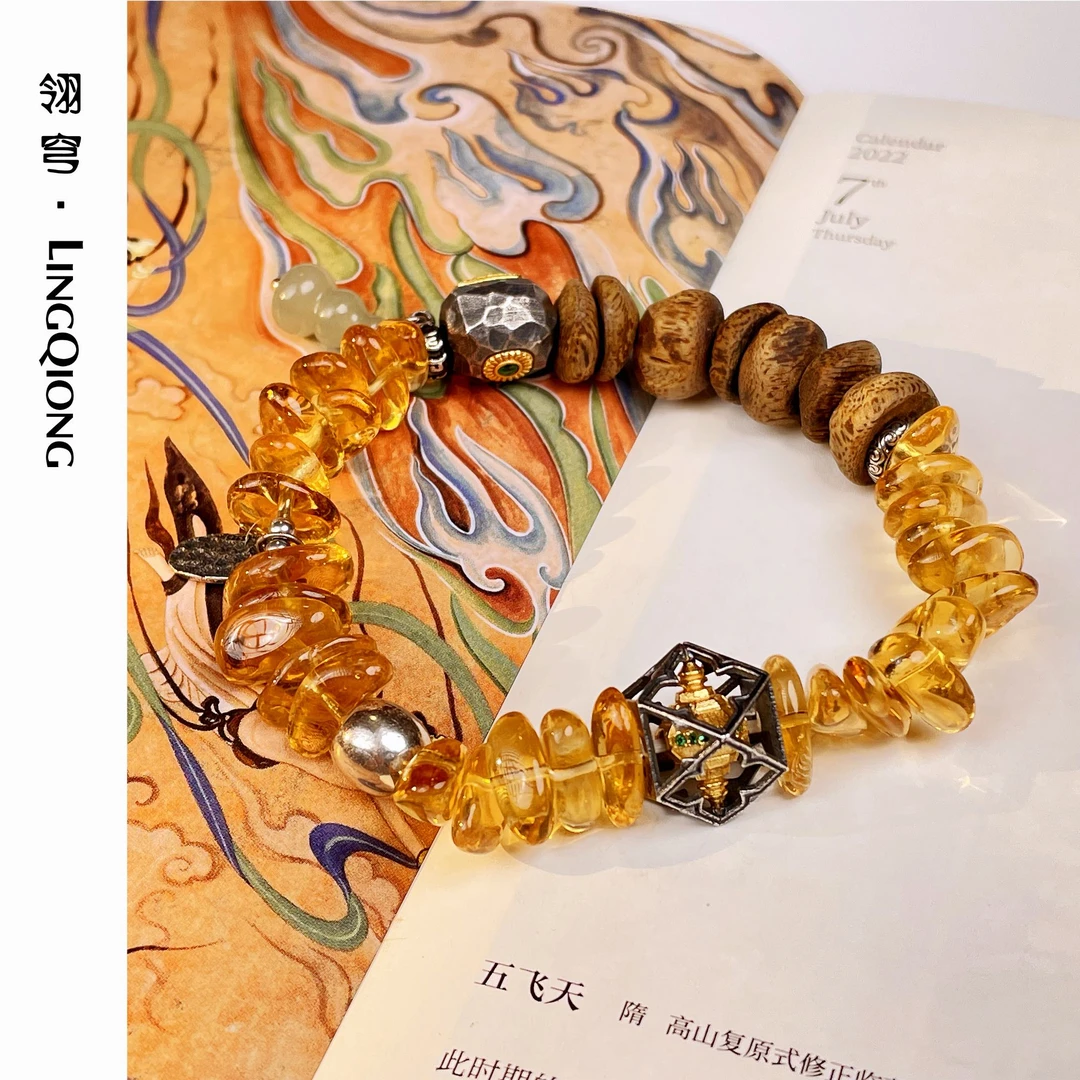 925银木质手链 【黄米米】翎穹 LINGQIONG 五条经文肌理珠葫芦手串
