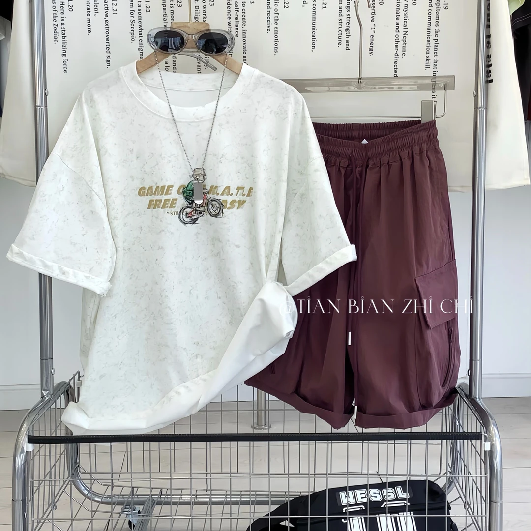 2025中大童时尚扎染印花休闲百搭短袖