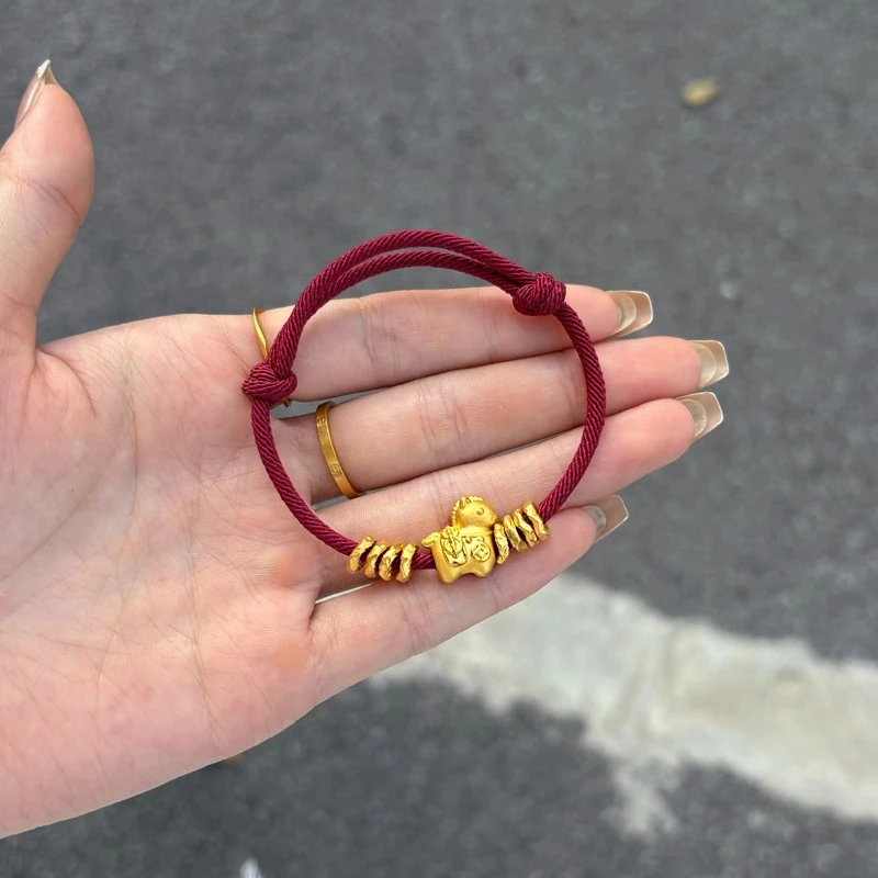 铜合金手链 马上有钱盘缠红绳手链女生肖马本命年手绳饰品送女友