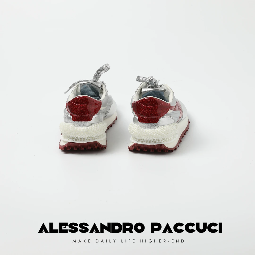 AP洛哥25246X【马拉松】金属牛皮+尼龙布拼色系带时尚百搭运动鞋