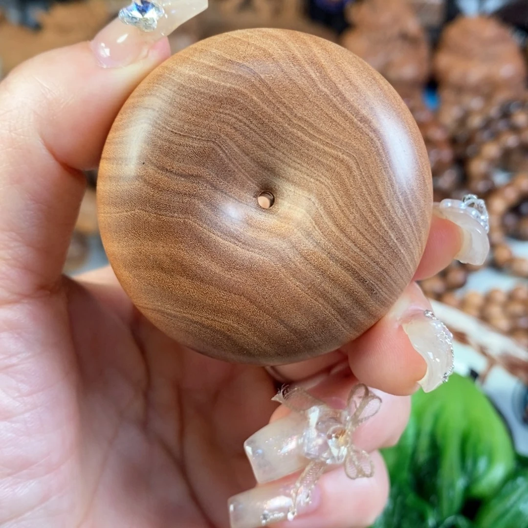 檀香木把件昌**姚老山檀香横纹黑肉平安扣2.5