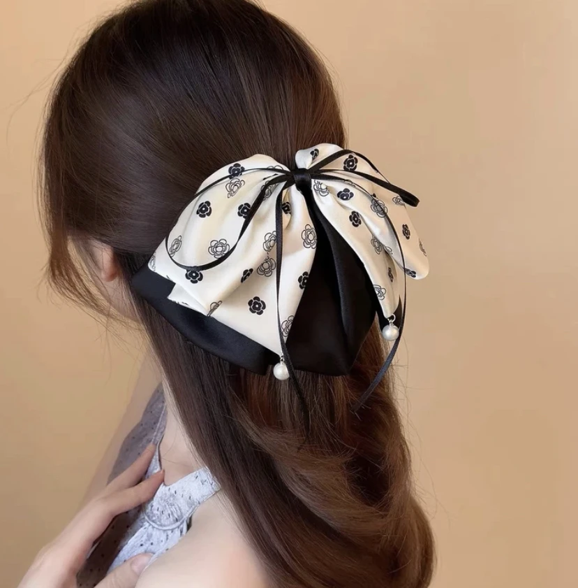 新品2025气质小香风山茶花马尾抓夹法式风格头饰发饰发夹