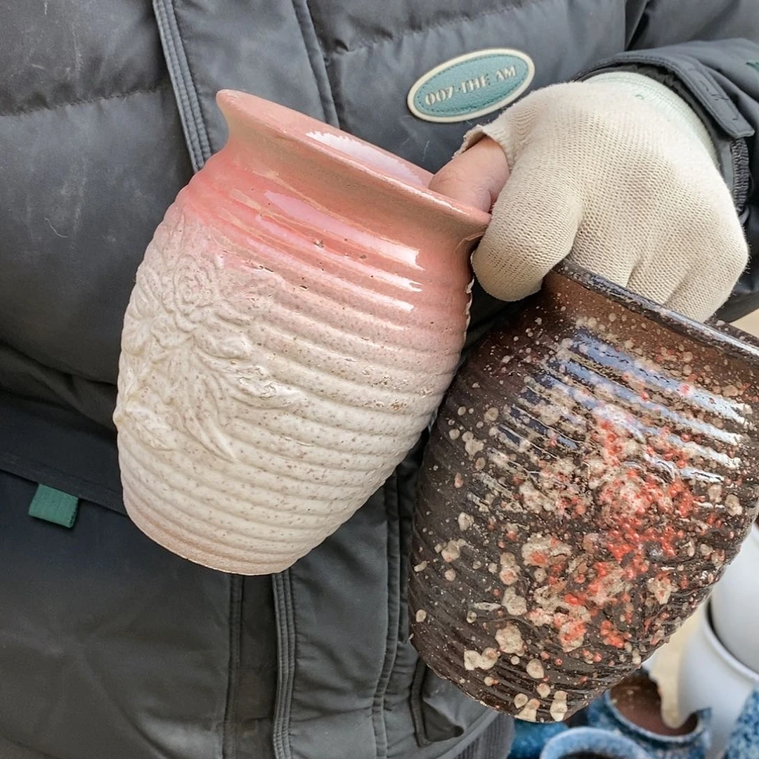 紫砂花盆瑕疵口11高15