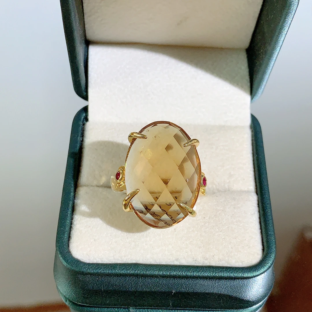 铜合金合成锆石戒指 TTSD 大裸面苏丹石个性时尚百搭戒指 389