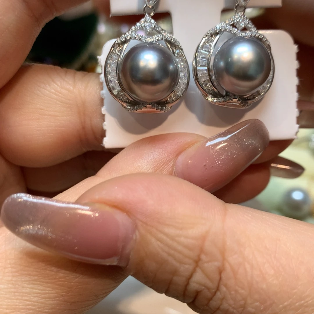 海水珍珠耳饰银S925镶嵌