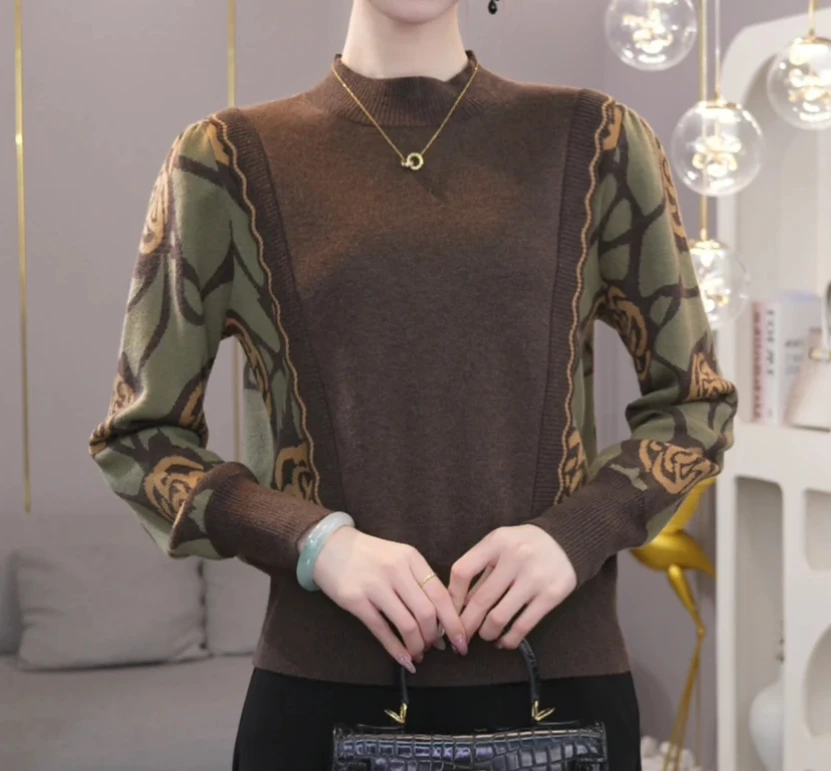 2025年货节/2打底衫洋气时尚洋气休闲印气质长袖宽松835百搭洋气