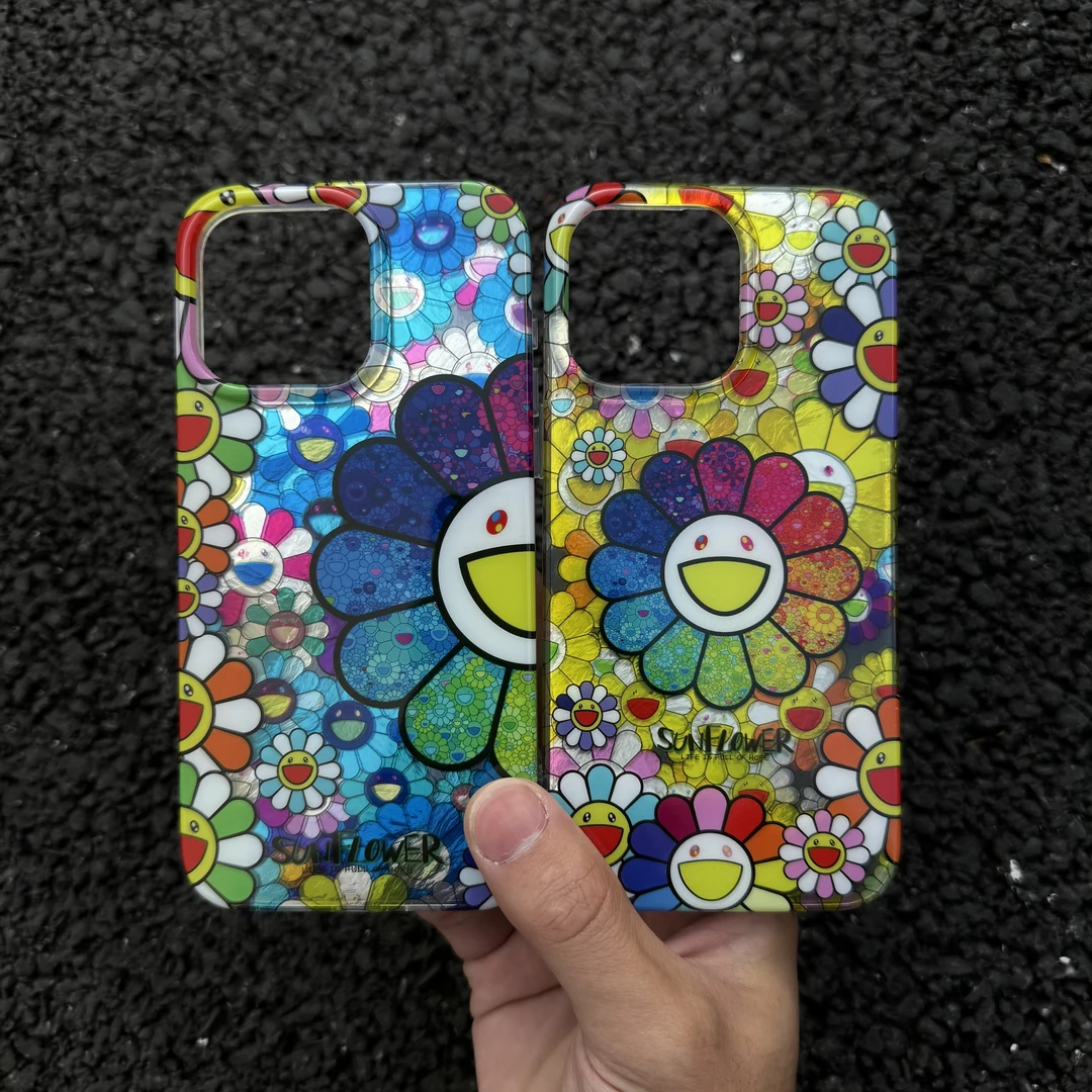 潮牌彩色太阳花高级感网红情侣适用iphone16苹果15promax13手机壳