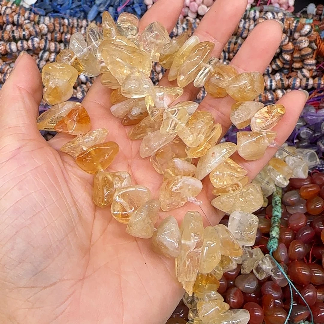 玛瑙/玉髓合金珠宝半成品黄水晶12-14mm卡子一条