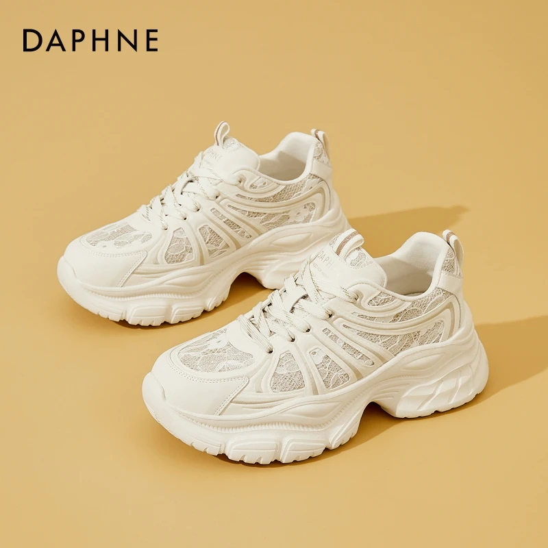 达芙妮厚底老爹鞋女鞋新款春季小个子增高百搭小白鞋休闲风运动鞋