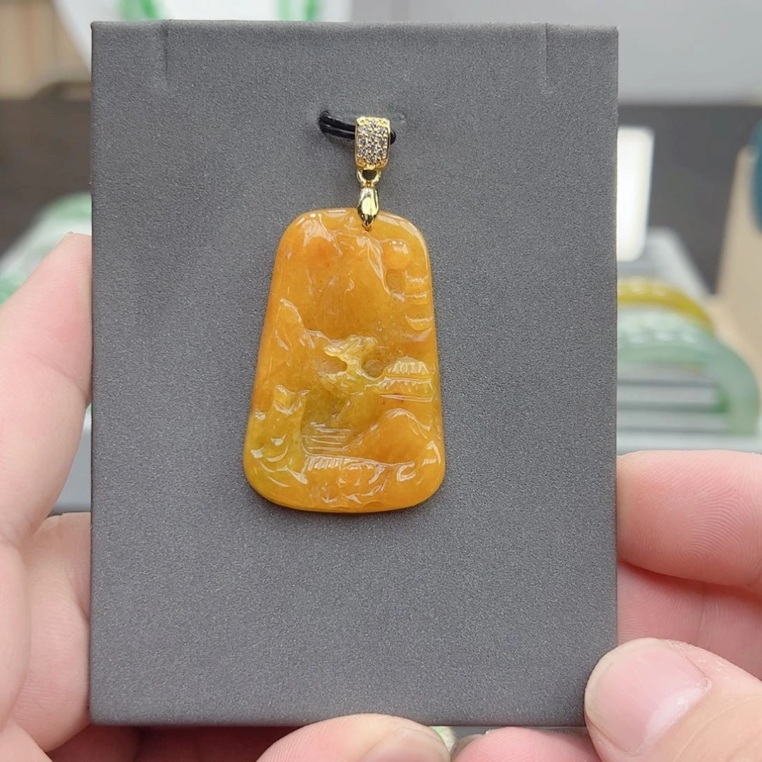 翡翠银S925镶嵌吊坠(赠链)