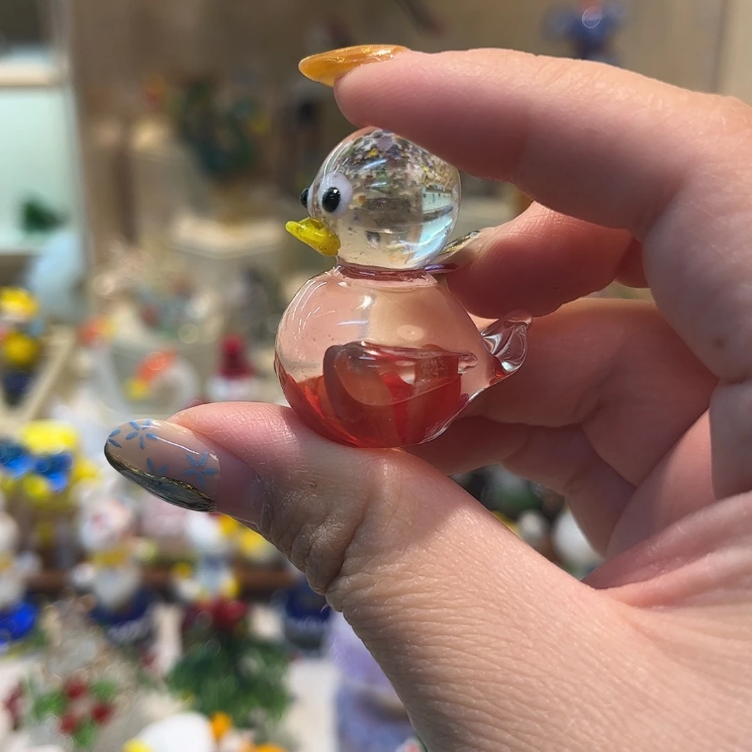 琉璃手工艺品扎花小鸭子