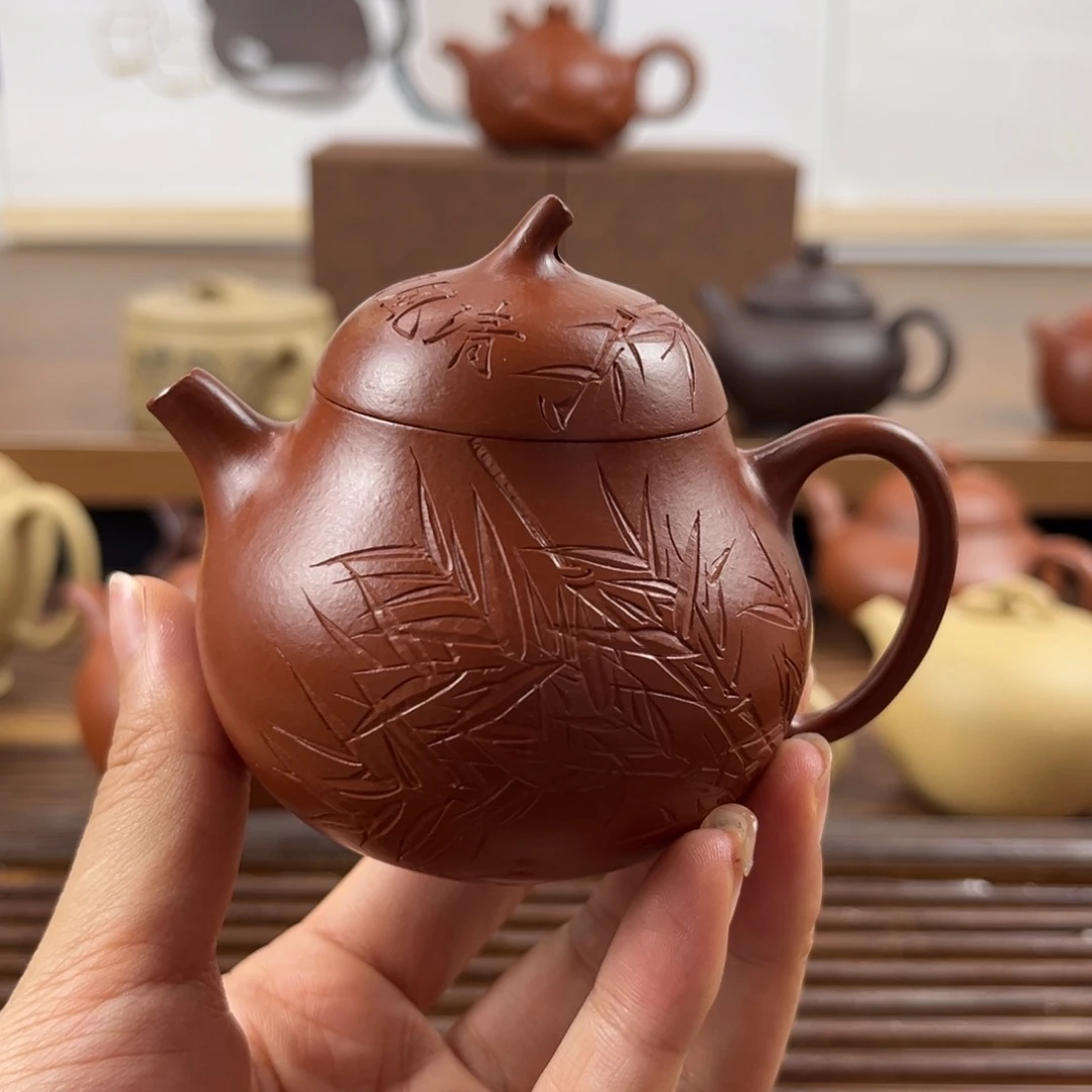 茶壶紫砂朱泥精工半手130cc