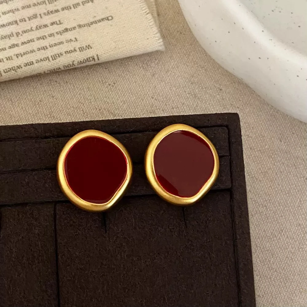 铜合金珐琅耳饰 轻奢时尚复古港风耳钉日常百搭高级感气质耳饰