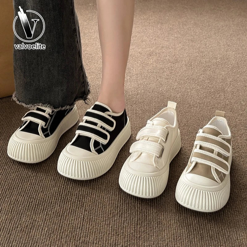 VALVOELITE鞋子女夏季大头帆布鞋女新款爆款魔女款秋冬透气板鞋