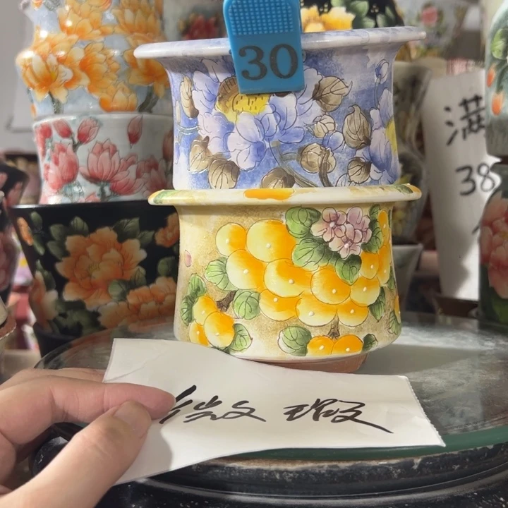 景德镇手绘花盆满38包邮偏远地区除外