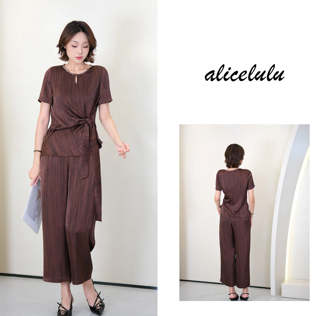 [alicelulu]纯色气质系带文艺范休闲优雅女装套装S2143435W