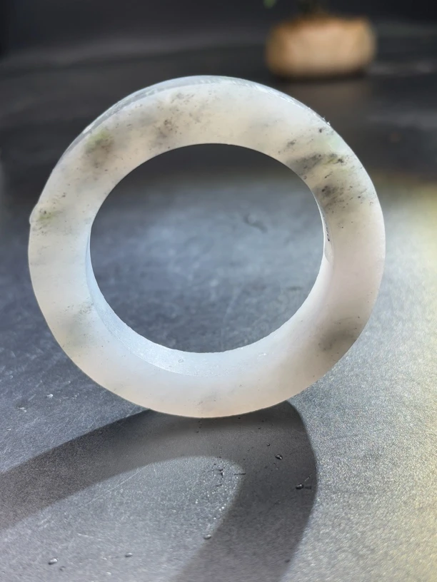 烟雨墨山 半山水乌鸡冰胶翡翠手镯正圈圆条