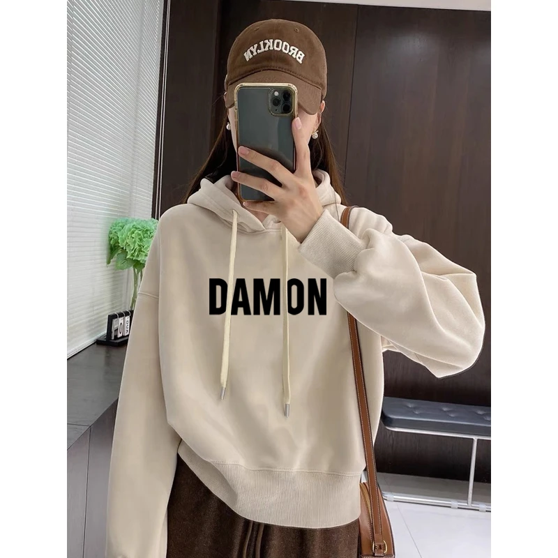 2025秋冬季新款加绒加厚连帽卫衣女装宽松休闲时尚百搭洋气上衣潮