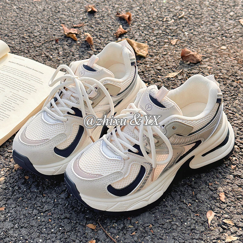 2025春秋百搭新款网红增高老爹鞋厚底灰色运动鞋韩版时尚休闲鞋女