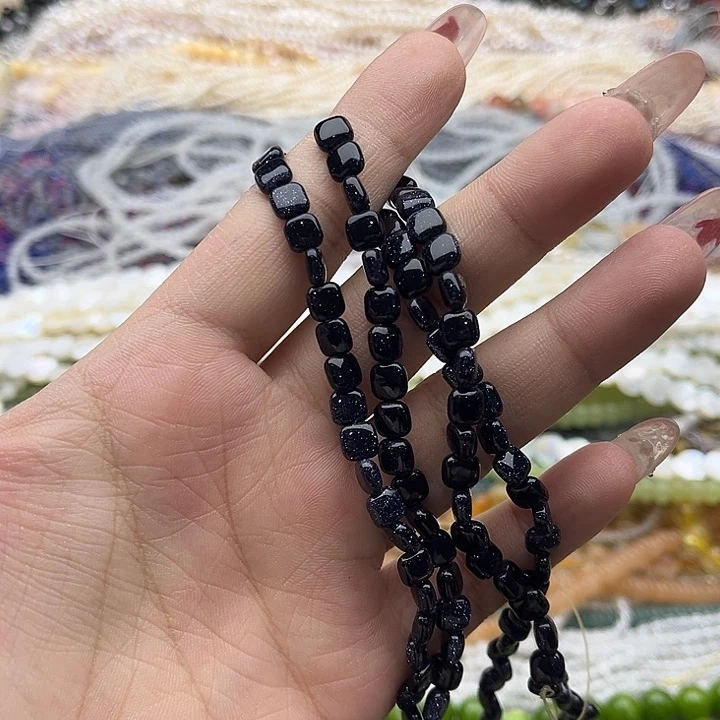 玛瑙/玉髓珠宝半成品未镶嵌2条6mm左右蓝砂石方片