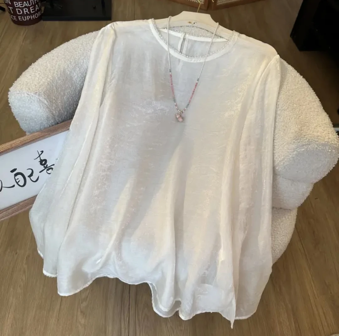 明月--夏款新中式提花领口袖口钉珠重工微透上衣