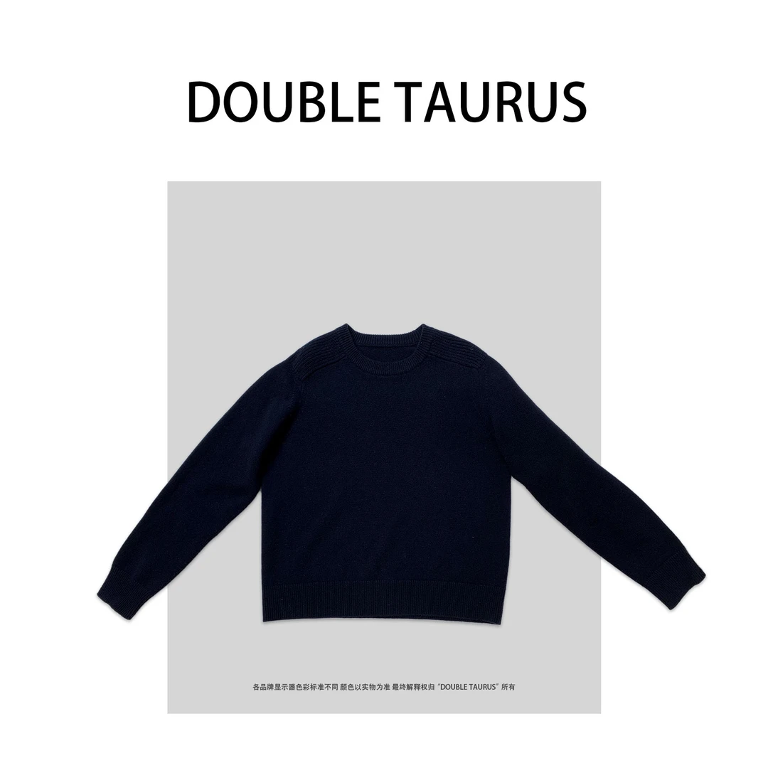Double Taurus Row蓝黑色极简羊毛宽松毛衣