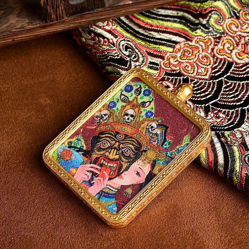 含辰砂工艺品朱砂紫金砂扎基拉姆唐卡彩绘吊坠