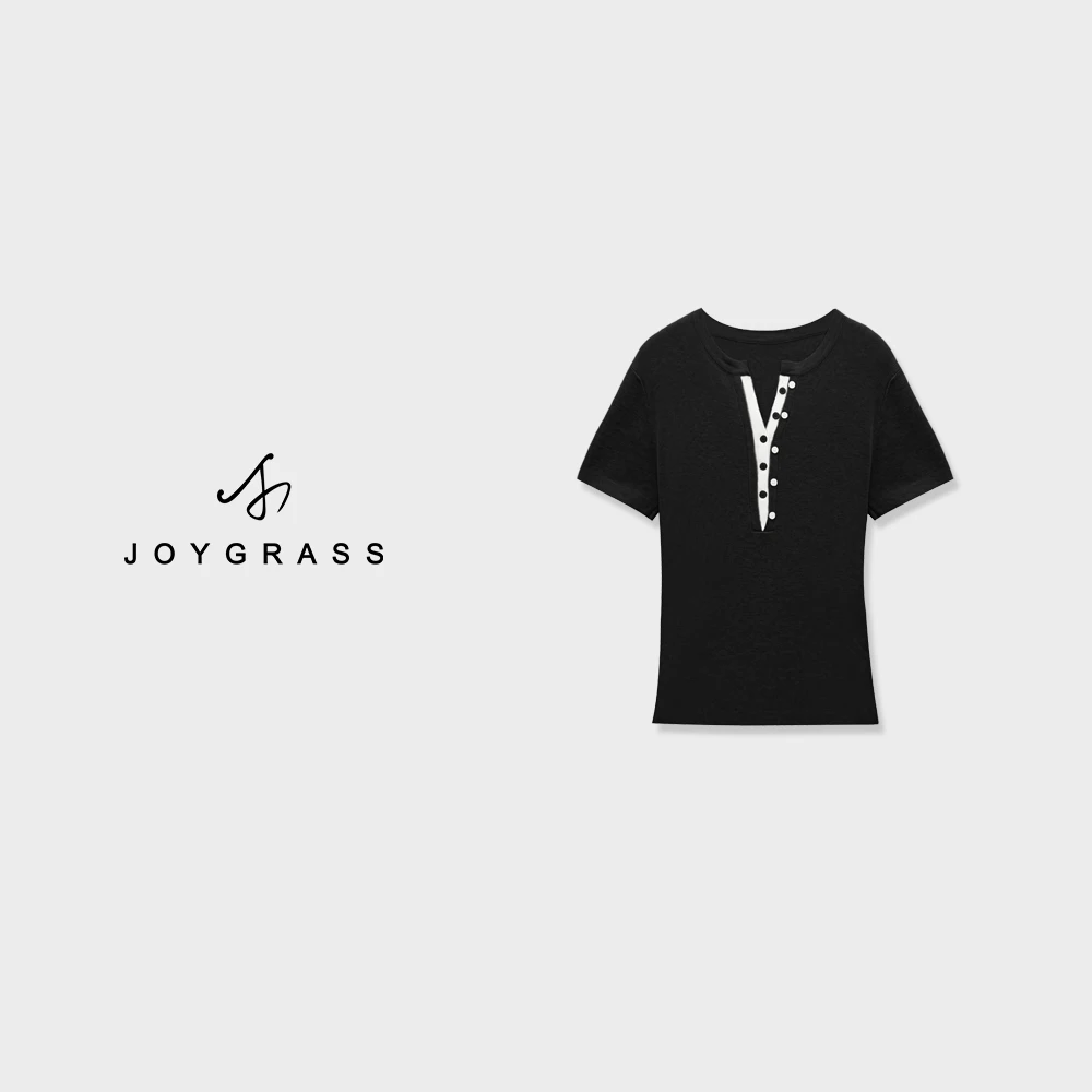 AJOYGRASS【夏风絮语·绵云】简约休闲亨利领T恤Z-05768