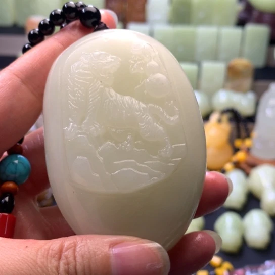 石材方解石手把件