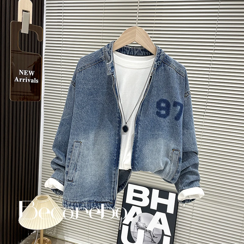 130-180【淏妈原创】青少年秋装男童牛仔外套中大童儿童春秋款男孩