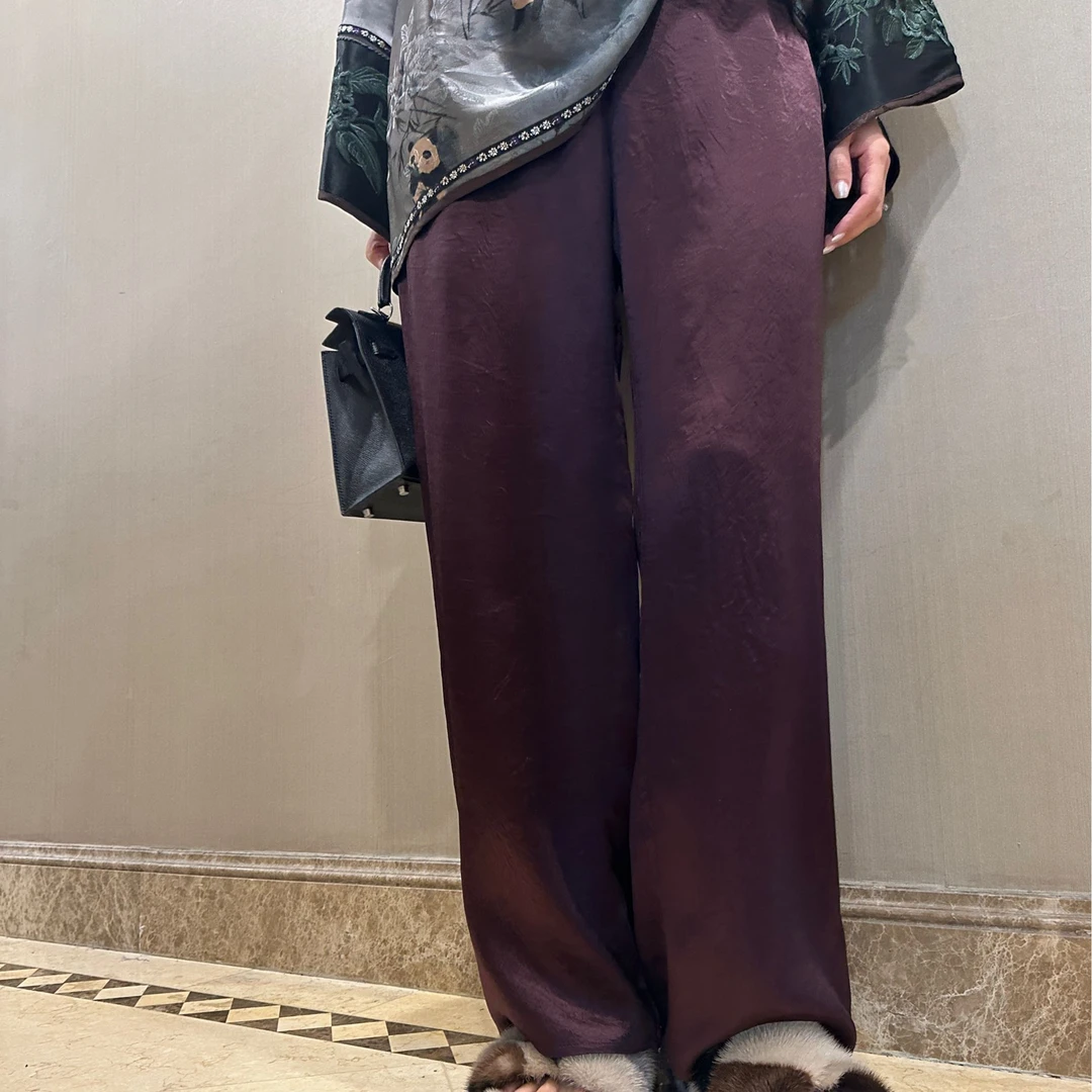 3116｛葫芦垂垂裤｝定制面料简约大气显瘦垂坠褶皱纹理新款长裤