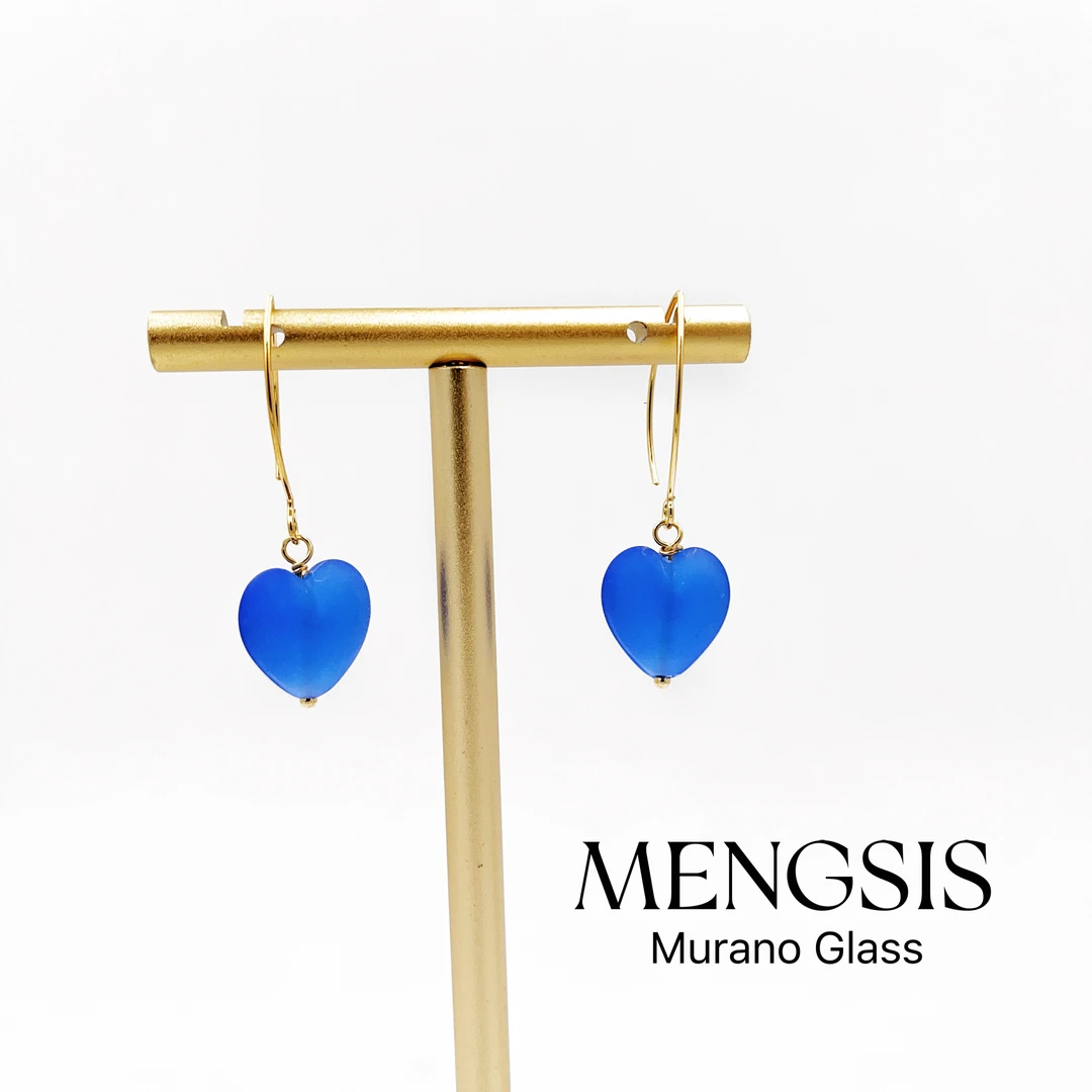 意大利Murano穆拉诺纯手工琉璃 彩色爱心耳环 8.5