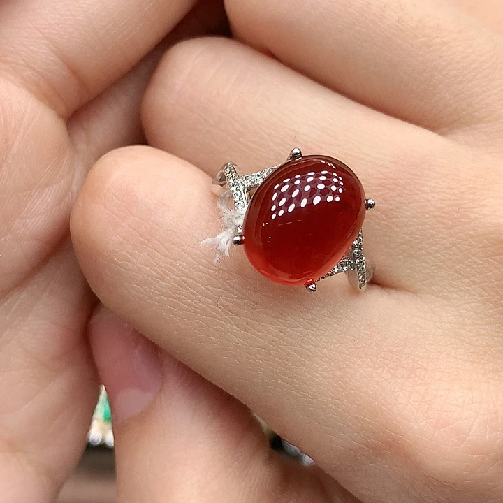 石榴石戒指银S925镶嵌