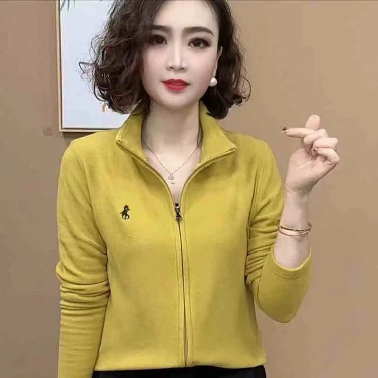 2025新洋气百搭气质长袖纯色拉链卫衣绒衫显瘦洋气开衫女士上衣潮