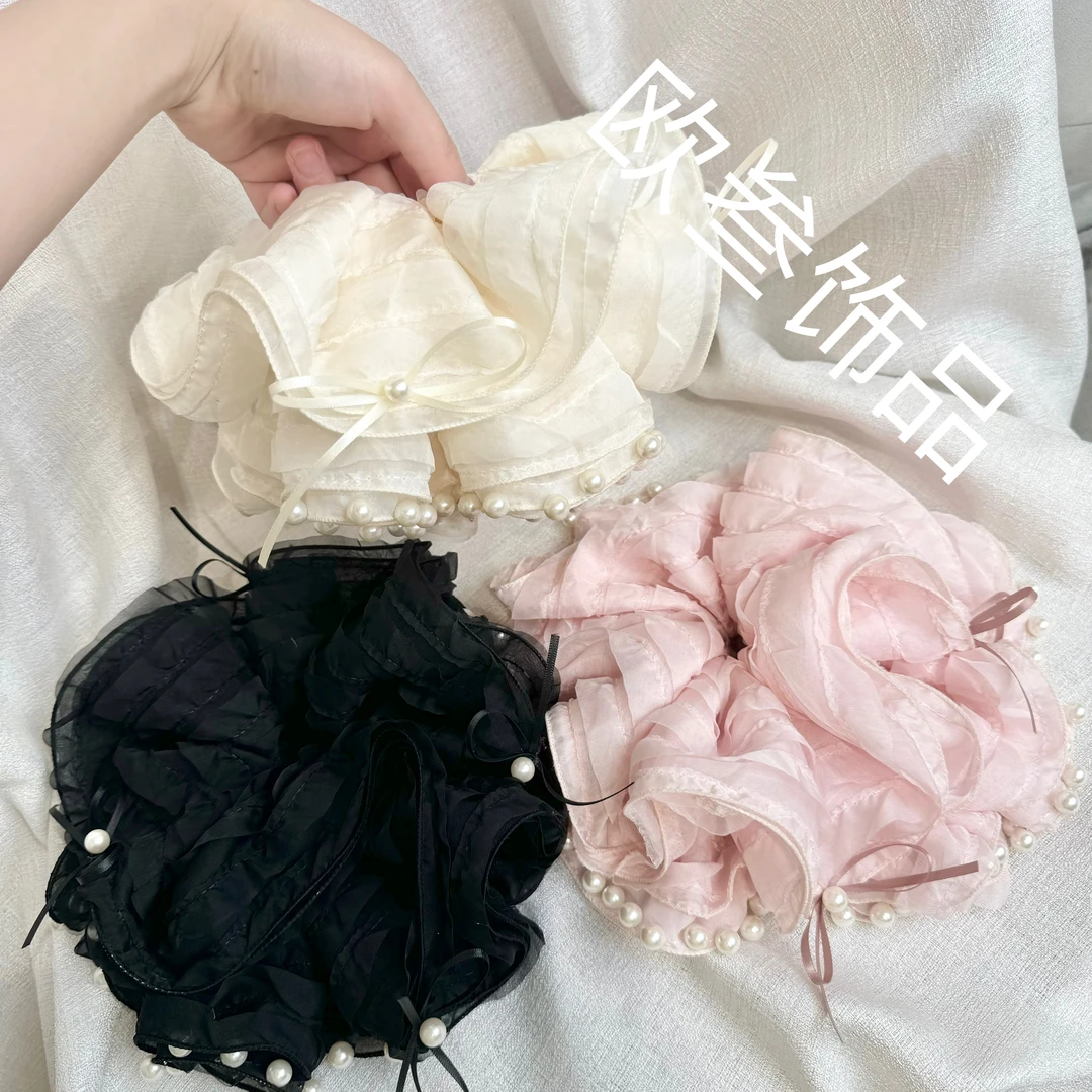 dcq716大版褶皱四层泡泡云朵单圈大肠圈发饰高级百搭精致纯手工