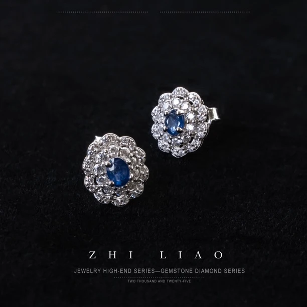 【凯特王妃】0.6ct蓝宝石耳钉925银，斯里兰卡皇家蓝，精致优雅风