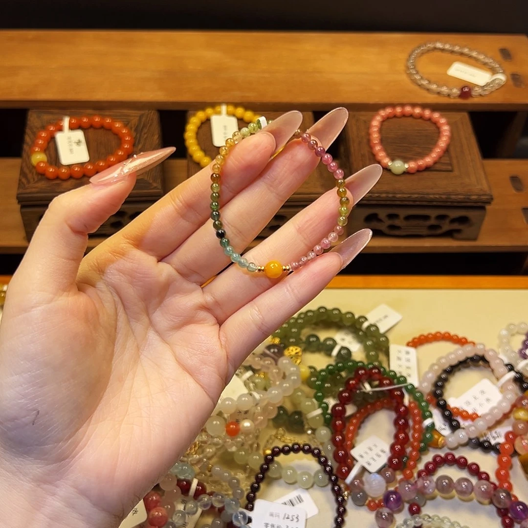 水晶手链银S925镶嵌碧玺1341