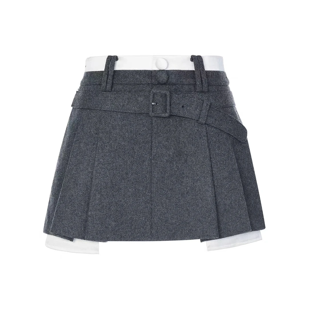 LeFame/拉飞姆2025冬季新款高智学院双腰头半裙FF25D31SS066