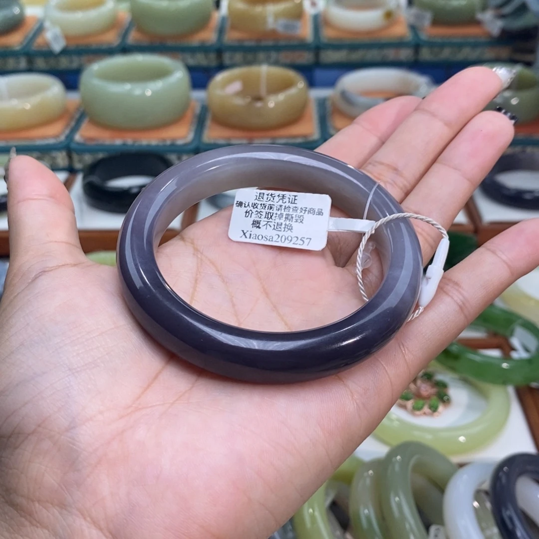 和田玉未镶嵌手镯和田玉冰紫56