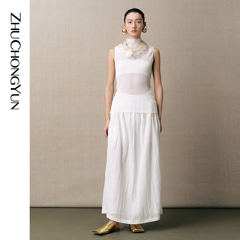 ZHUCHONGYUN2026春新款肌理感轻薄内搭外穿无袖毛针织衫C1GB1881M